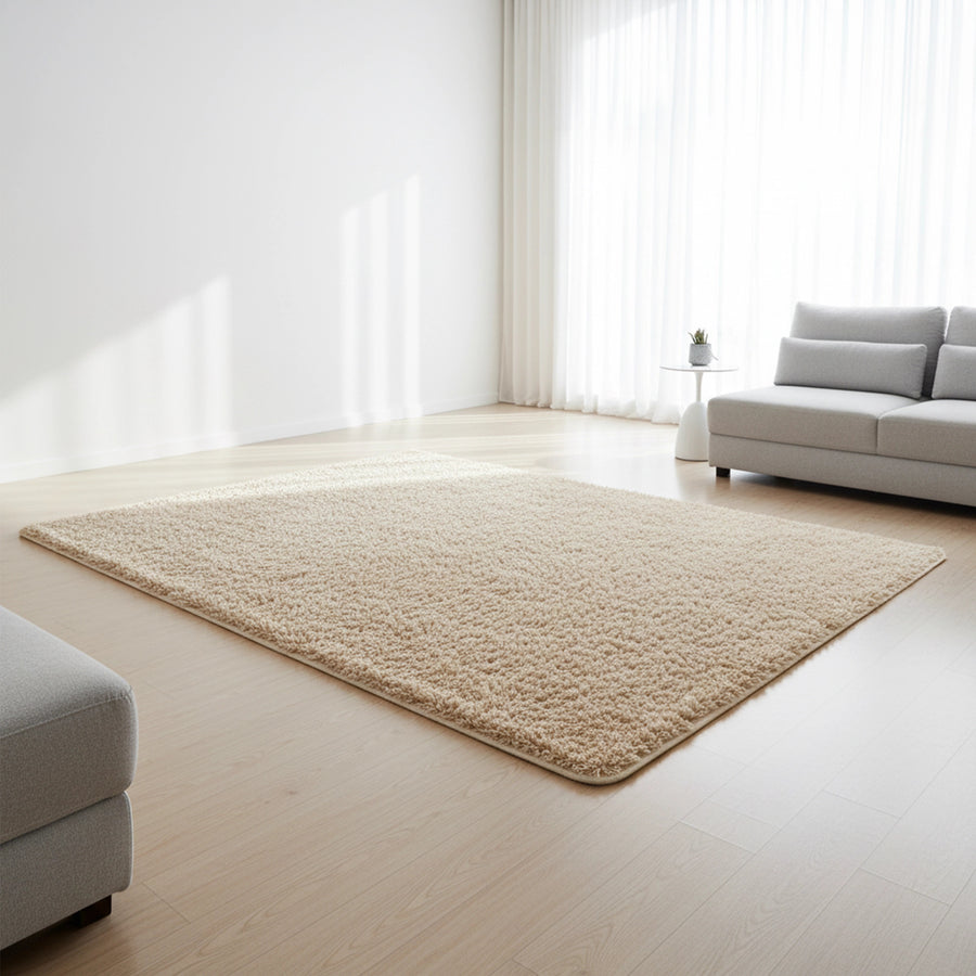200x140cm Floor Rugs Large Shaggy Rug Area Carpet Bedroom Living Room Mat - Beige