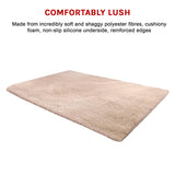 230x200cm Floor Rugs Large Shaggy Rug Area Carpet Bedroom Living Room Mat - Beige - Extra Image