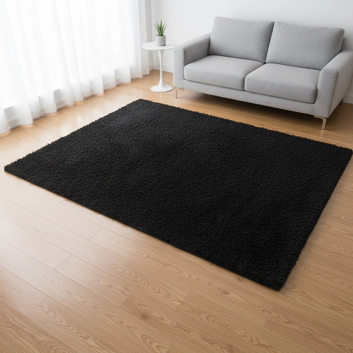 200x140cm Floor Rugs Large Shaggy Rug Area Carpet Bedroom Living Room Mat - Black