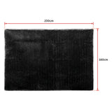 230x160cm Floor Rugs Large Shaggy Rug Area Carpet Bedroom Living Room Mat - Black - Extra Image