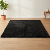 230x200cm Floor Rugs Large Shaggy Rug Area Carpet Bedroom Living Room Mat - Black - 45-Degree Angle