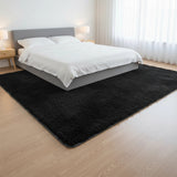 230x200cm Floor Rugs Large Shaggy Rug Area Carpet Bedroom Living Room Mat - Black - Close-Up Angle