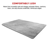 230x160cm Floor Rugs Large Shaggy Rug Area Carpet Bedroom Living Room Mat - Grey - Extra Image