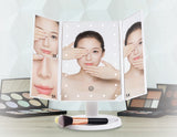 Makeup Mirror With LED Light Standing Mirror Magnifying Tri-Fold Touch