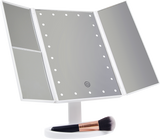 Makeup Mirror With LED Light Standing Mirror Magnifying Tri-Fold Touch - Rear View