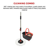 Spin Rotating Mop and Bucket Set with Wheels and 4 Microfibre Mop Heads