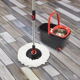 Spin Rotating Mop and Bucket Set with Wheels and 4 Microfibre Mop Heads - 45-Degree Angle