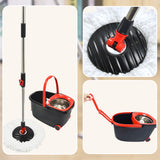 Spin Rotating Mop and Bucket Set with Wheels and 4 Microfibre Mop Heads - Low Angle