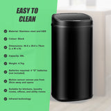 68L Motion Sensor Bin Automatic Stainless Steel Kitchen Rubbish Trash - Black - Extra Image
