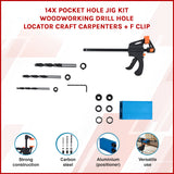14X Pocket Hole Jig Kit Woodworking Drill Hole Locator Craft Carpenters + F Clip
