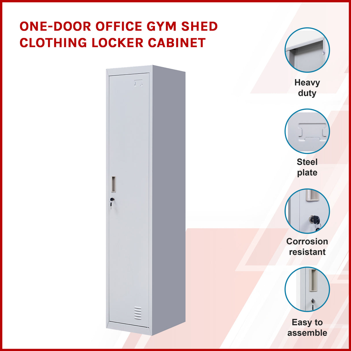 One-Door Office Gym Shed Clothing Locker Cabinet