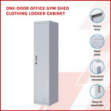 One-Door Office Gym Shed Clothing Locker Cabinet - Front View