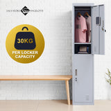 2-Door Vertical Locker for Office Gym Shed School Home Storage - Extra Image