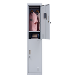 2-Door Vertical Locker for Office Gym Shed School Home Storage - Low Angle
