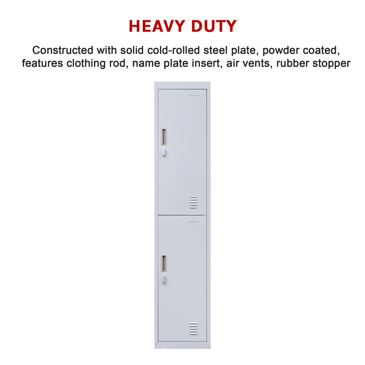 2-Door Vertical Locker for Office Gym Shed School Home Storage