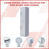 2-Door Vertical Locker for Office Gym Shed School Home Storage - Front View