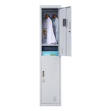 2-Door Vertical Locker for Office Gym Shed School Home Storage - Low Angle