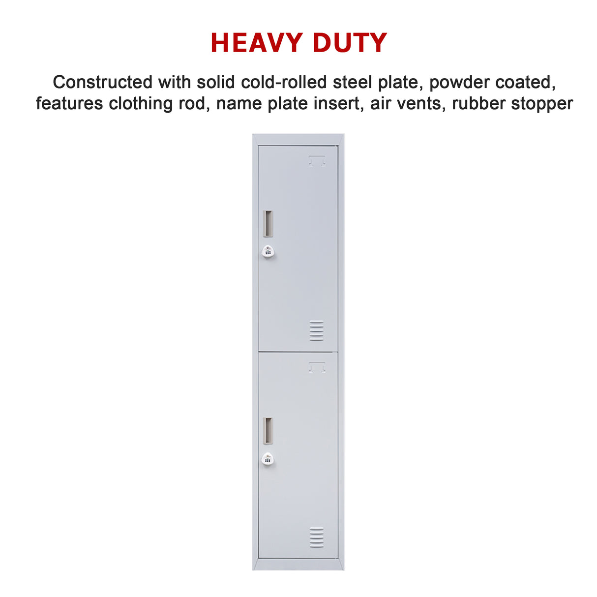 2-Door Vertical Locker for Office Gym Shed School Home Storage