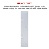 2-Door Vertical Locker for Office Gym Shed School Home Storage - Low Angle