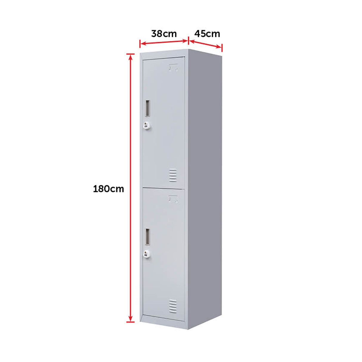 2-Door Vertical Locker for Office Gym Shed School Home Storage