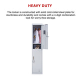 2-Door Vertical Locker for Office Gym Shed School Home Storage - Extra Image