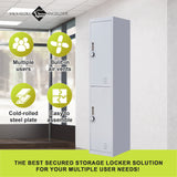 2-Door Vertical Locker for Office Gym Shed School Home Storage - 45-Degree Angle