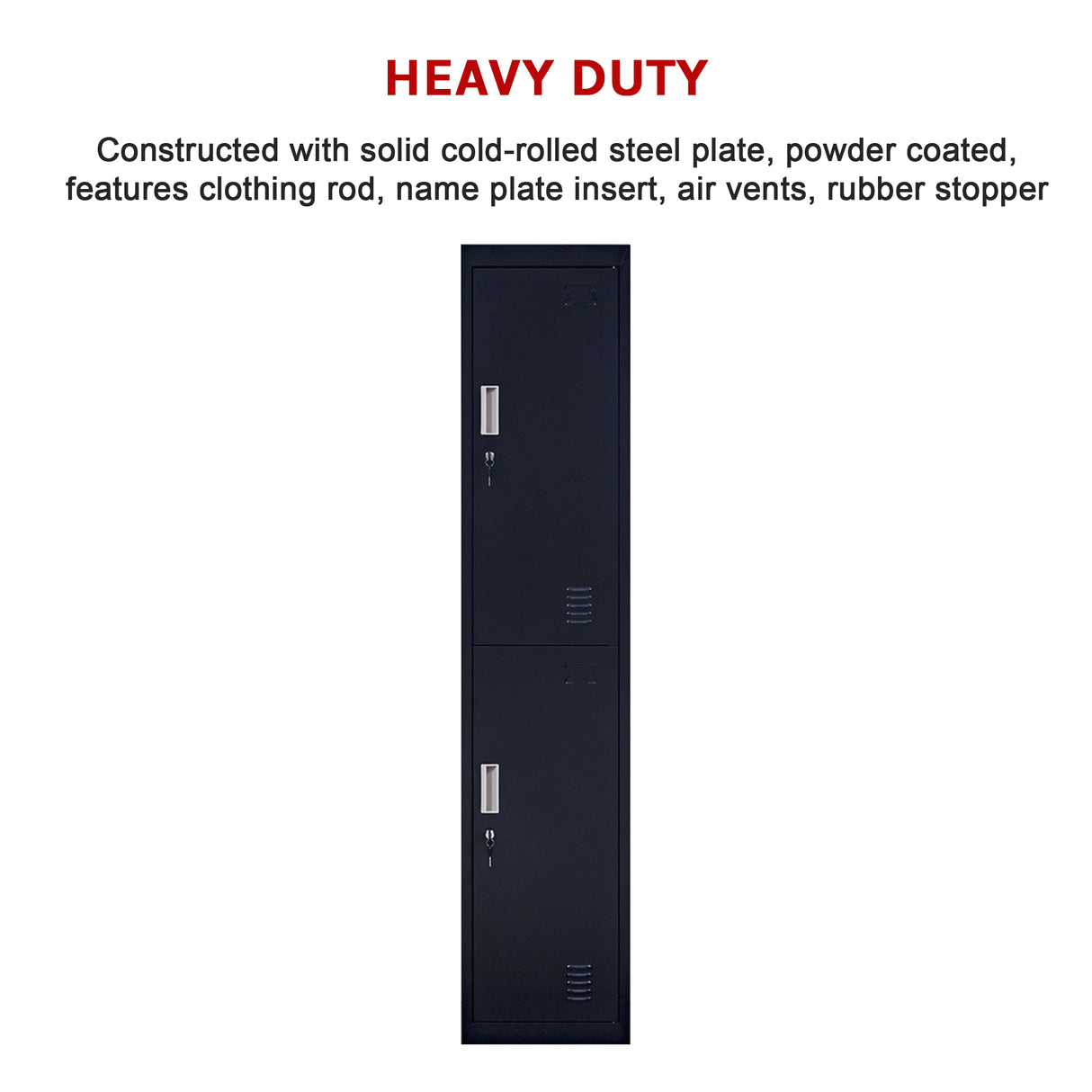 2-Door Vertical Locker for Office Gym Shed School Home Storage