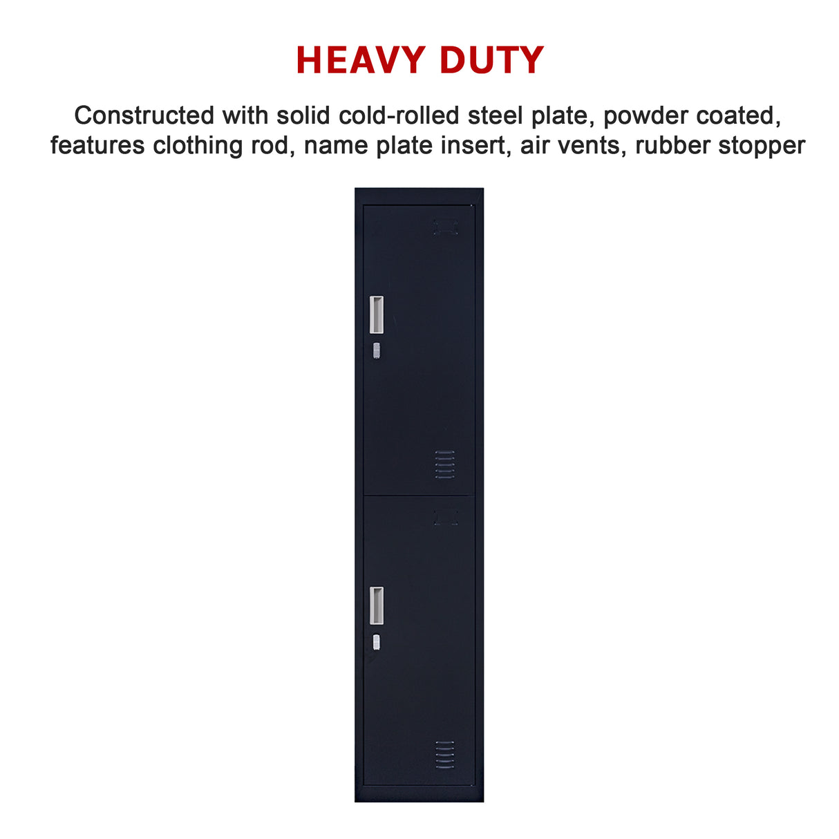 2-Door Vertical Locker for Office Gym Shed School Home Storage