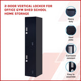 2-Door Vertical Locker for Office Gym Shed School Home Storage - Front View