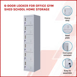 6-Door Locker for Office Gym Shed School Home Storage