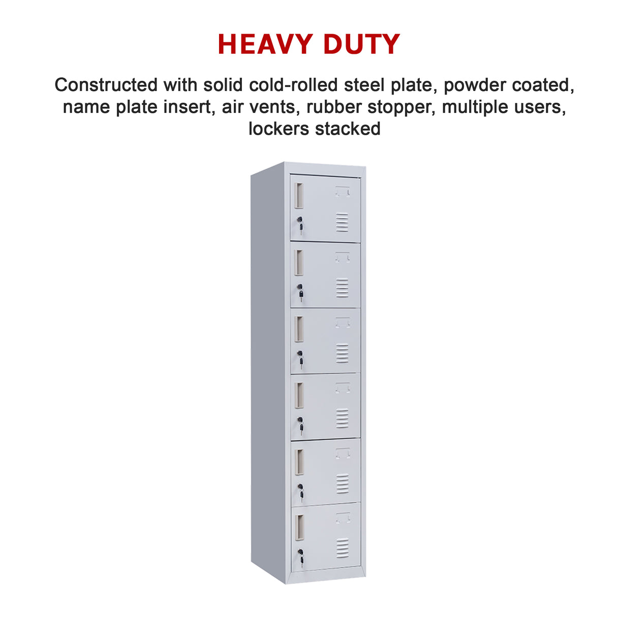 6-Door Locker for Office Gym Shed School Home Storage
