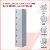 6-Door Locker for Office Gym Shed School Home Storage - Front View
