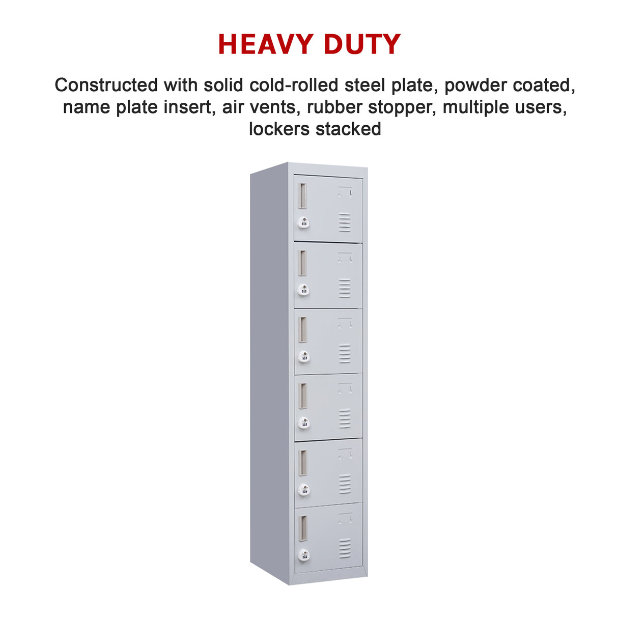 6-Door Locker for Office Gym Shed School Home Storage
