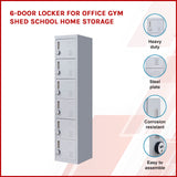 6-Door Locker for Office Gym Shed School Home Storage - Front View