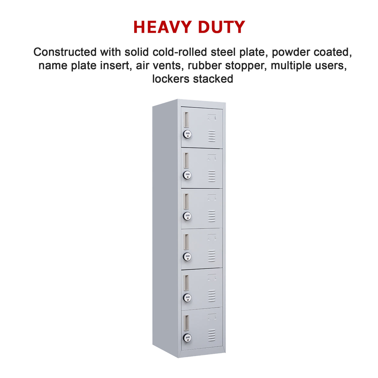 6-Door Locker for Office Gym Shed School Home Storage