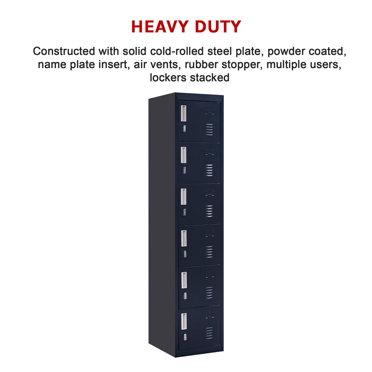 6-Door Locker for Office Gym Shed School Home Storage