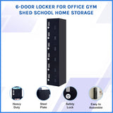 6-Door Locker for Office Gym Shed School Home Storage - Side View