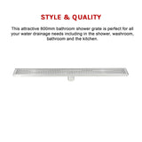 800mm Bathroom Shower Stainless Steel Grate Drain w/Centre outlet Floor Waste - Extra Image