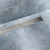 800mm Bathroom Shower Stainless Steel Grate Drain w/Centre outlet Floor Waste - Low Angle