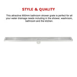 900mm Bathroom Shower Stainless Steel Grate Drain w/Centre outlet Floor Waste Square Pattern