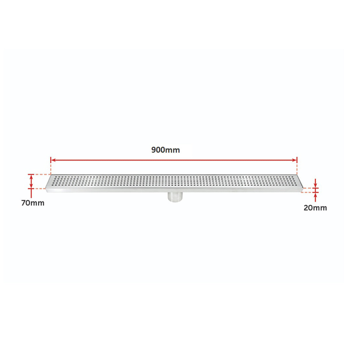 900mm Bathroom Shower Stainless Steel Grate Drain w/Centre outlet Floor Waste Square Pattern