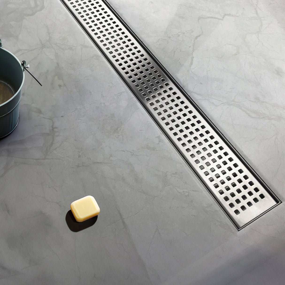 1000mm Bathroom Shower Stainless Steel Grate Drain w/Centre outlet Floor Waste Square Pattern