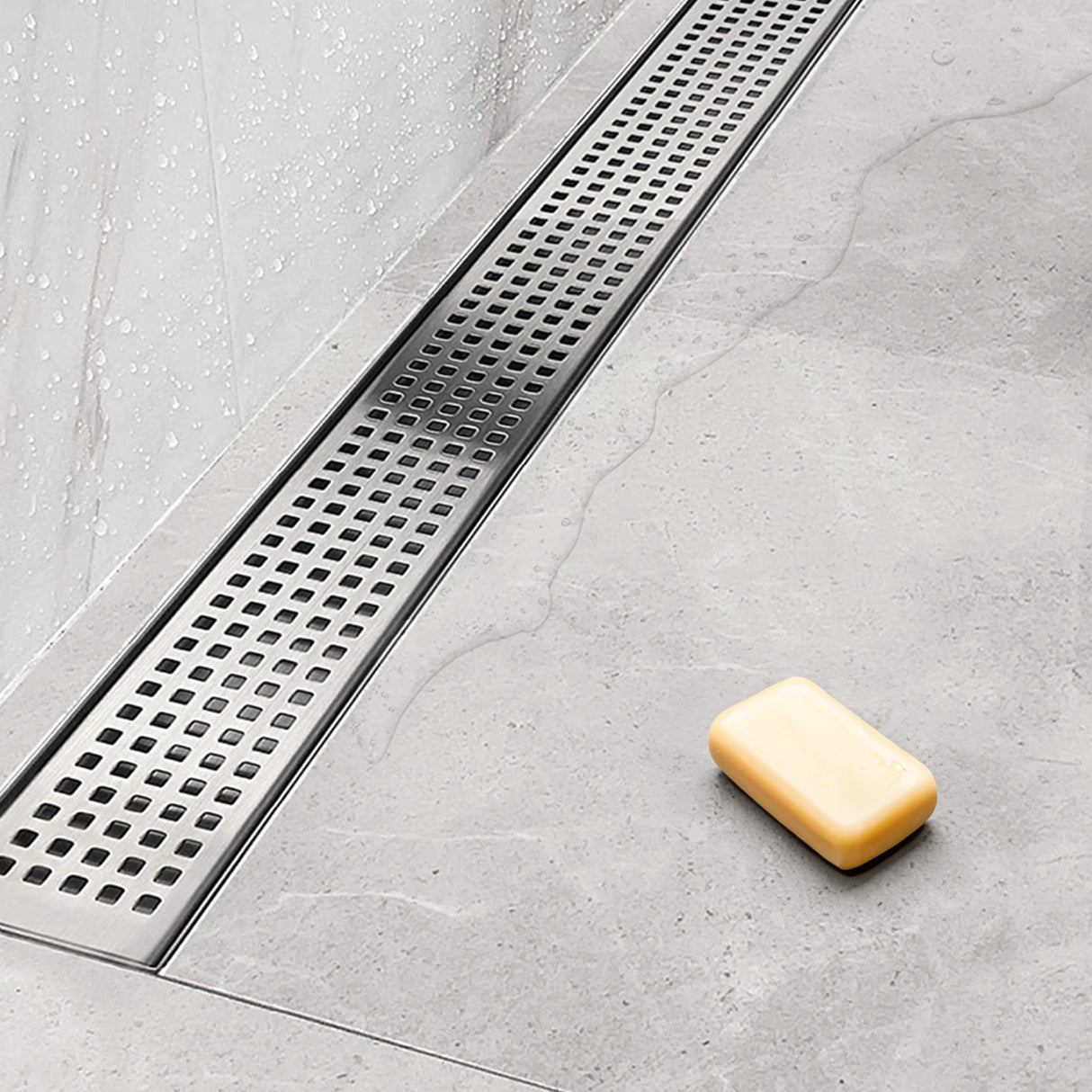 1200mm Bathroom Shower Stainless Steel Grate Drain w/Centre outlet Floor Waste Square Pattern