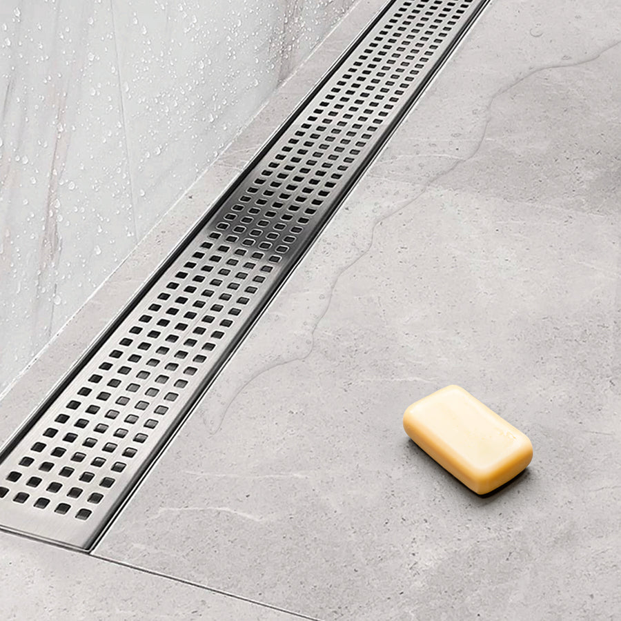 1200mm Bathroom Shower Stainless Steel Grate Drain w/Centre outlet Floor Waste Square Pattern