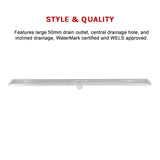 1200mm Bathroom Shower Stainless Steel Grate Drain w/Centre outlet Floor Waste Square Pattern