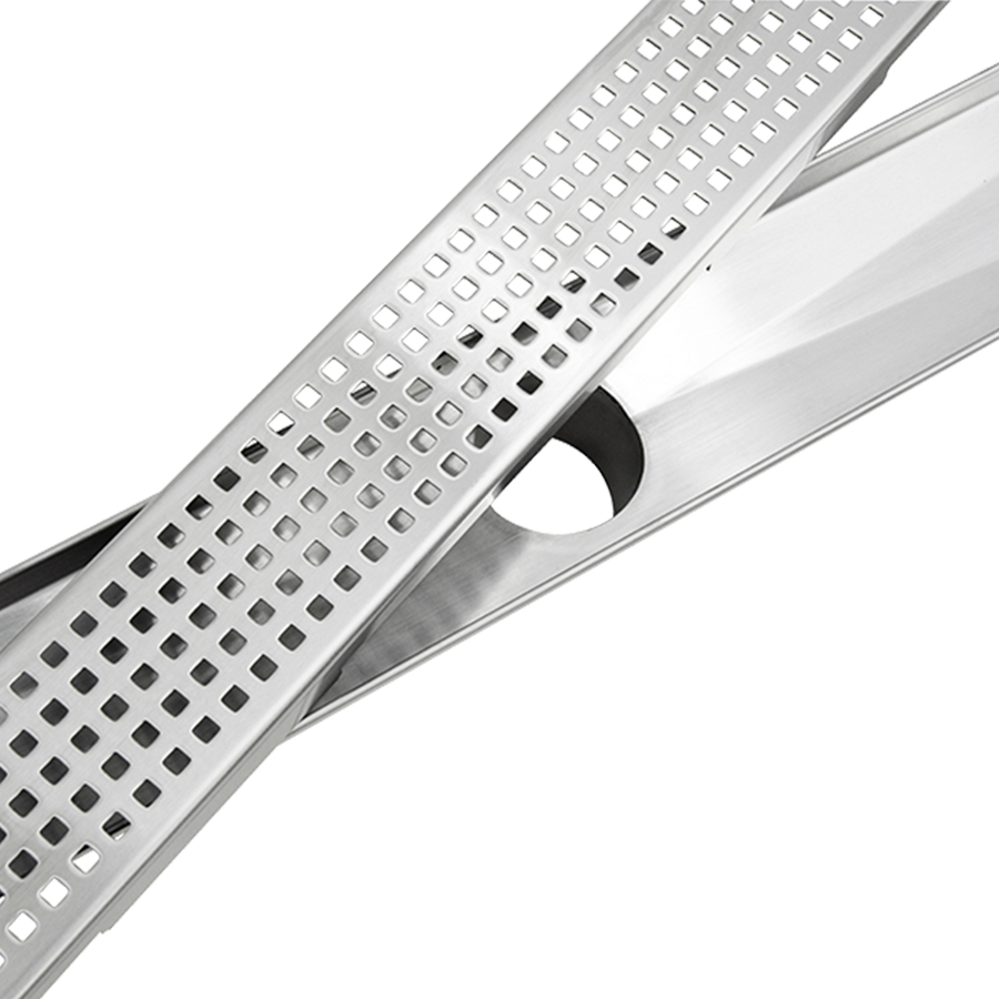 1200mm Bathroom Shower Stainless Steel Grate Drain w/Centre outlet Floor Waste Square Pattern