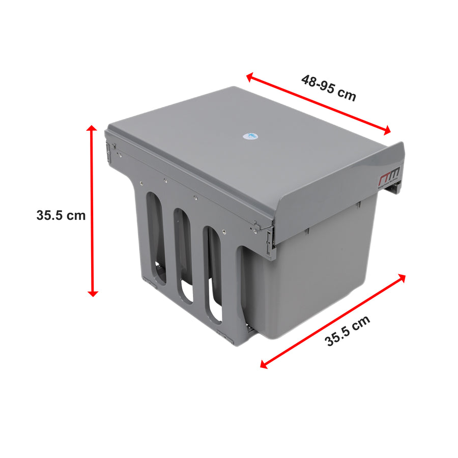 2x 15L Pull Out Trash Bin Dual Kitchen Garbage Waste Basket Cabinet Bin