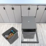 2x 15L Pull Out Trash Bin Dual Kitchen Garbage Waste Basket Cabinet Bin - Front View