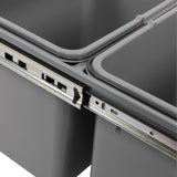 2x 15L Pull Out Trash Bin Dual Kitchen Garbage Waste Basket Cabinet Bin - Side View