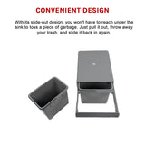 2x 15L Pull Out Trash Bin Dual Kitchen Garbage Waste Basket Cabinet Bin - Low Angle